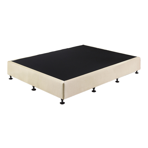 Queen Slatted Ensemble Bed Base - Platinum Natural Sand Linen Breathable Cover