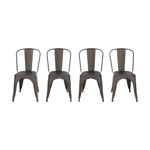 4x Kitchen Dining Chairs Stackable Vintage Metal Chair Backrest Side Chair