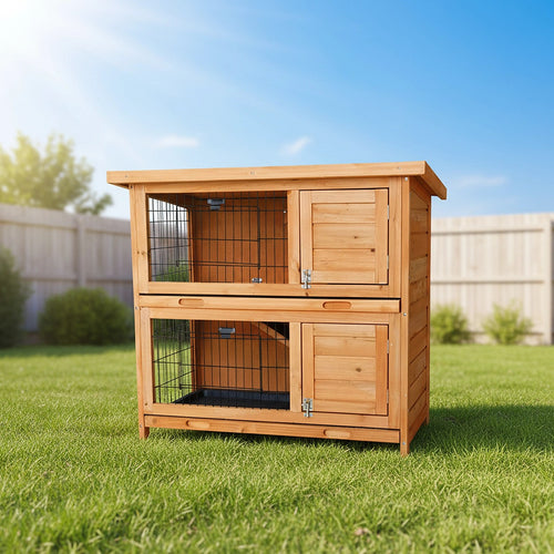 Large Rabbit Hutch with BASE Chicken Coop 2-Storey Guinea Pig Pet Cage House