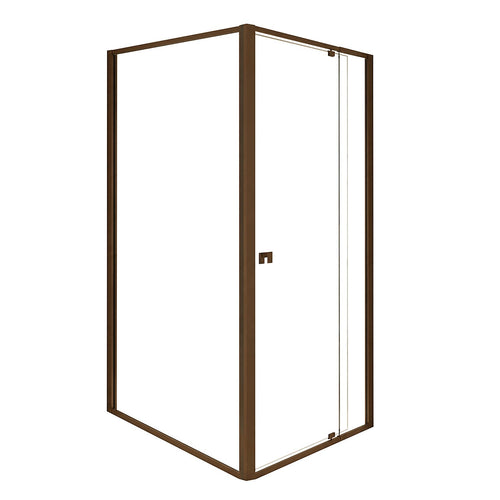 Semi-Frameless Shower Screen – Dust Brown, Front: (74~82)x195cm, Side: (98~101)x195cm
