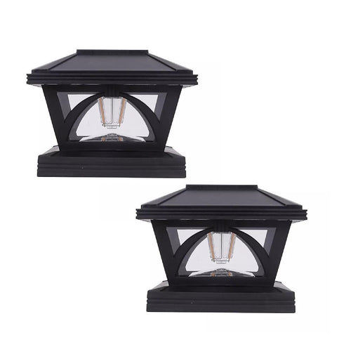 2 Pack Outdoor Flame Light Solar Post Deck Fence Cap