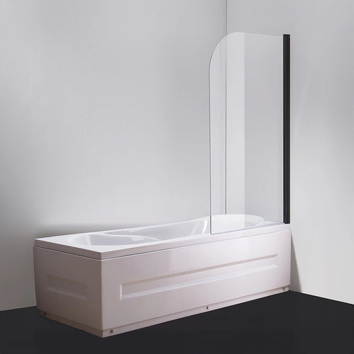 180° Black Pivot Door 6mm Safety Glass Bath Shower Screen By Della Francesca - 90 x 140cm