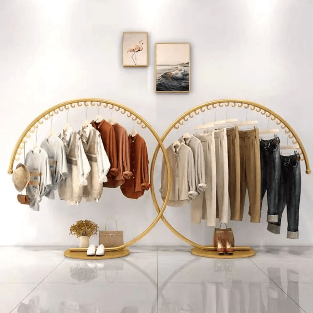 Commercial Clothing Floor-Standing Hanger High Capacity Curved Clothes ...