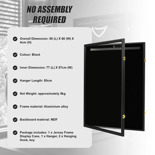 80cm Wall Mounted Lockable Jersey Display Case for Sports Memorabilia & Signed Shirts