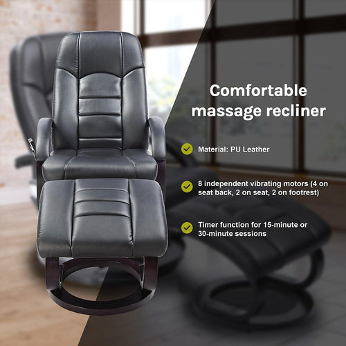 PU Leather Deluxe Massage Chair Recliner Ottoman Lounge Remote