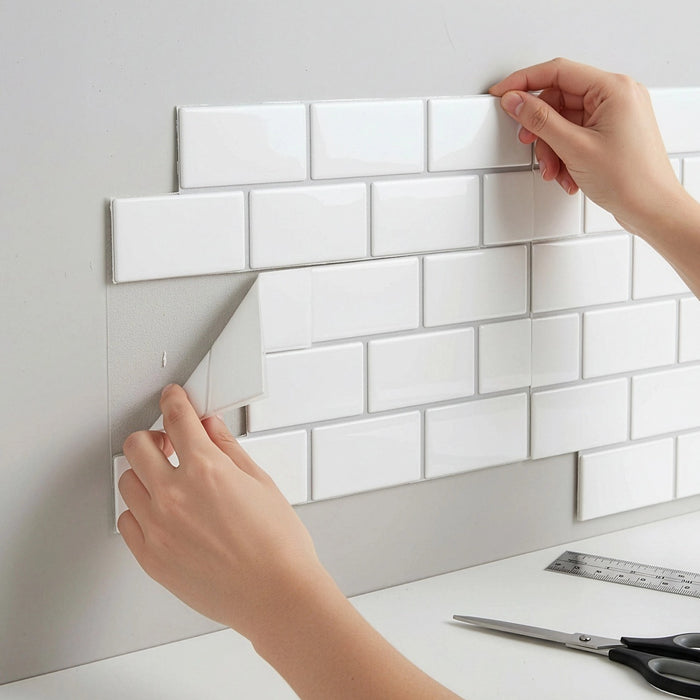 Tiles 3D Peel and Stick Wall Tile – Self-Adhesive Subway White Design Pack of 10 Sheets