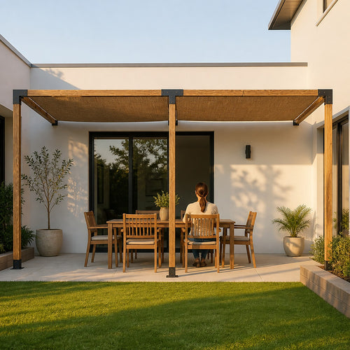 DIY Pergola Kit – Double Wall Mount with Coffee Screens Set with Brackets