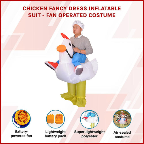 Chicken Fancy Dress Inflatable Suit -Fan Operated Costume
