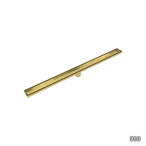90cm Brushed Brass Tile Insert Shower Grate – Centre Outlet Floor Drain