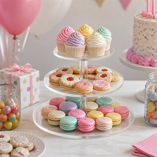3 Tier Acrylic Cake Stand Set Round Dessert Display Stand