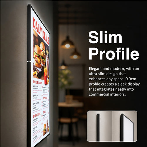 A1 LED Slim Advertising Lightbox Sign – Wall-Mounted Poster Board Menu Display Frame