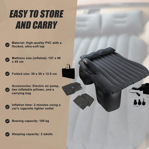 Inflatable Car Back Seat Mattress Portable Travel Camping Air Bed Rest Sleeping