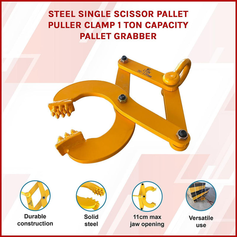 SALUINOKI Pallet Puller Clamp 2200lbs 1 Ton Small Tree Puller Tool, Stump Puller, Pallet Grabber Black, Compatible With Chain/Strap With Hooks For Lifting/Pulling