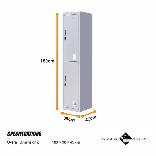 2-Door Metal Locker Cabinet in Grey – Padlock-operated