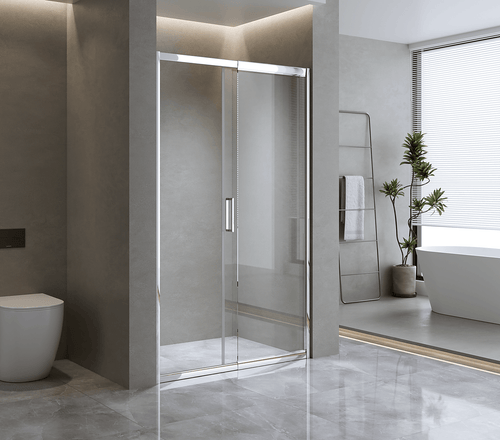 100mm Adjustable (120-130cm) Wall to Wall Sliding Glass Shower Door with Shower Handle Style 3 - Chrome
