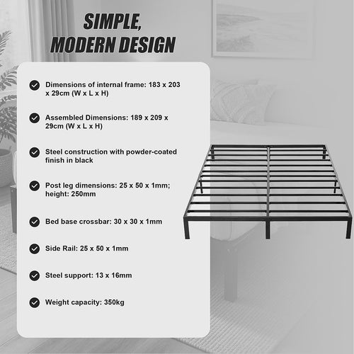 King Heavy-Duty Steel Bed Frame Base for Australian Mattresses