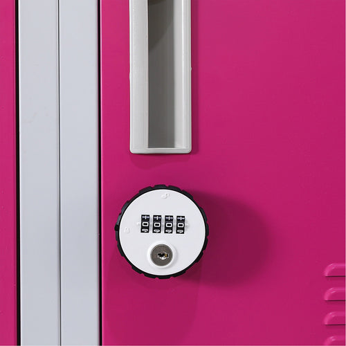 12-Door Steel Locker – Grey with Pink Door, 4-Digit Combination Lock
