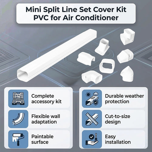 3" 17.6Ft Mini Split Line Set Cover Kit PVC for Air Conditioner Installation