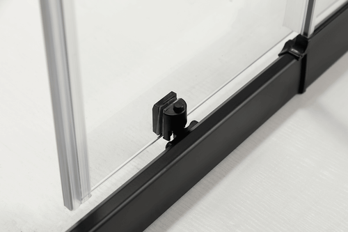 100mm Adjustable (130-140cm) Wall to Wall Sliding Glass Shower Door with Shower Handle Style 3 - Black