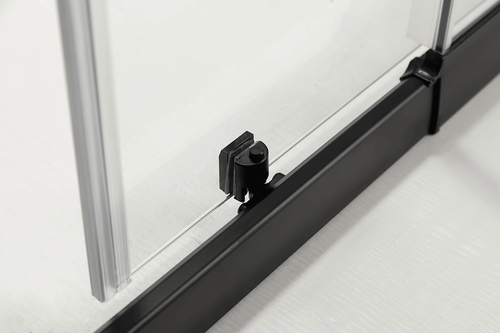150mm Adjustable (2000x1010mm) Single Door Sliding Glass Shower Screen with Shower Handle Style 1 - Black