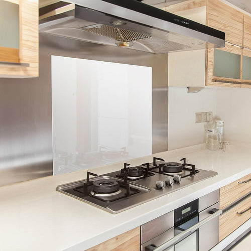 Toughened 60 x 70cm White Glass Kitchen Splashback