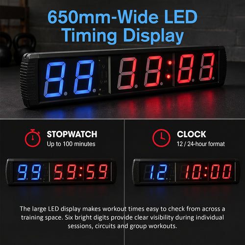 Gym Timer Clock with 6-Digit LED Display and Interval Modes