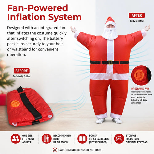 Inflatable Santa Costume Adult Fan Operated Christmas Fancy Dress Suit