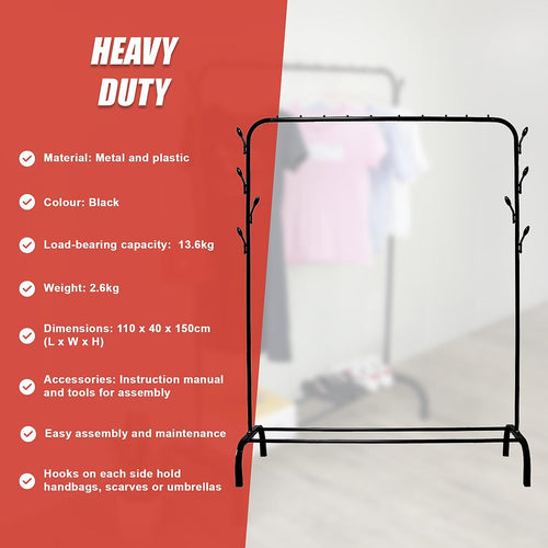 Closet Organizer Metal Garment Rack Portable Clothes Hanger Storage Shoes Rack Black