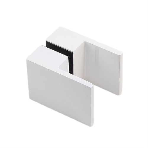 90x90cm Corner Frameless Shower Screen with White Wall U-Brackets and Brass Hinges, Square Double Pull Handle