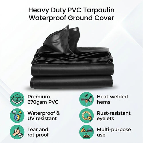 3x4m 670gsm Extra Heavy Duty PVC Tarpaulin Waterproof Ground Cover