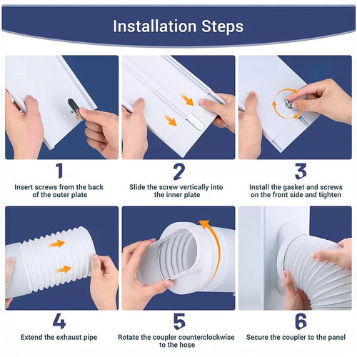Portable Aircon Window Kit – Exhaust Hose, Adapter & Slide Plate Set for Venting