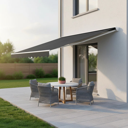 Automatic Retractable Awning 5x2.5m - Grey Outdoor Wall Sunshade