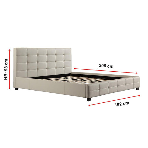 King White PU Leather Deluxe Bed Frame