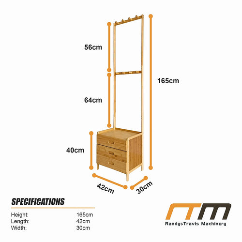 42x165cm Wooden Hall Stand with Drawer – Modern Minimalist Floor Coat Rack in Wood