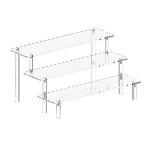 2 Pack 3-Tier Acrylic Display Risers for Perfumes, Collectibles, Cupcakes & Retail Displays