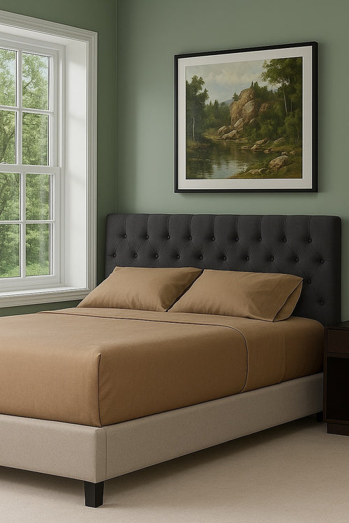 King Linen Fabric Deluxe Headboard Bedhead in Grey