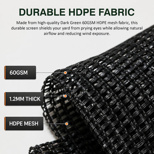 Fence Privacy Screen – 20mx2m Black HDPE Mesh Windscreen