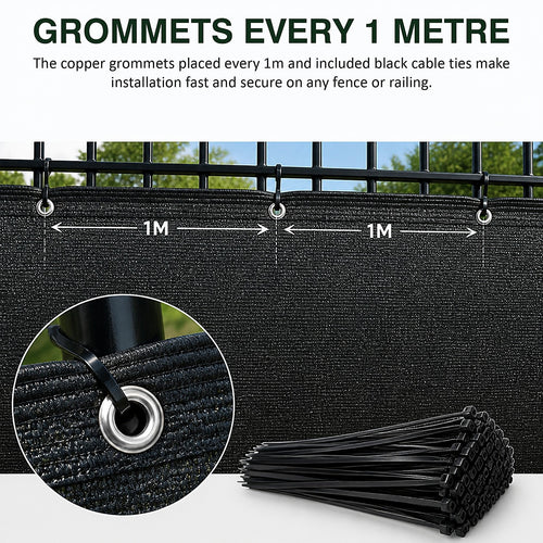 Fence Privacy Screen – 20mx2m Black HDPE Mesh Windscreen