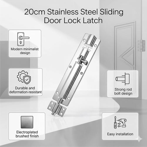 20cm Stainless Steel Sliding Door Lock Latch 10 Pack Heavy Duty