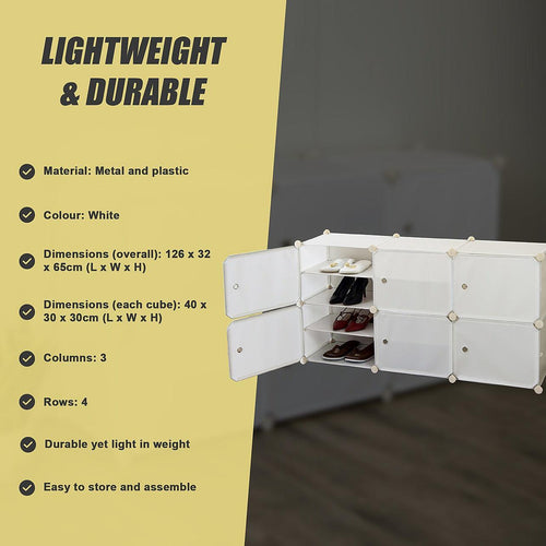 White Cube DIY Shoe Cabinet Rack Storage Portable Stackable Organiser Stand 