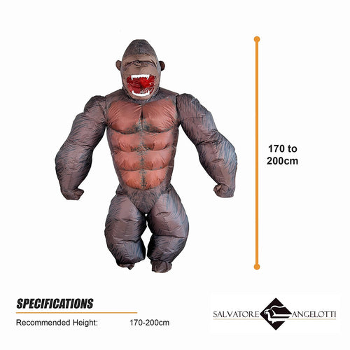Adult Inflatable Gorilla Costume King Kong Ape Blow Up Halloween Fancy Dress Suit