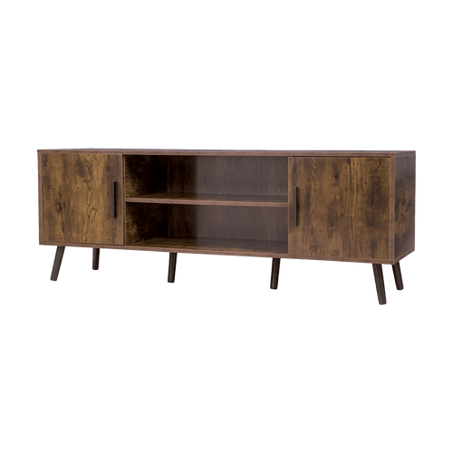 Modern TV Cabinet Entertainment Unit Stand Storage in Dark Walnut