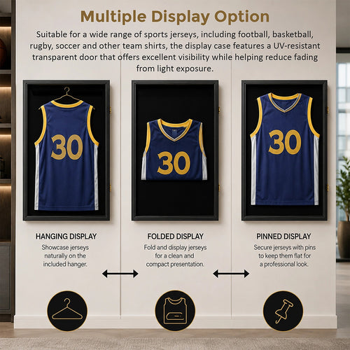 80cm Wall Mounted Lockable Jersey Display Case for Sports Memorabilia & Signed Shirts