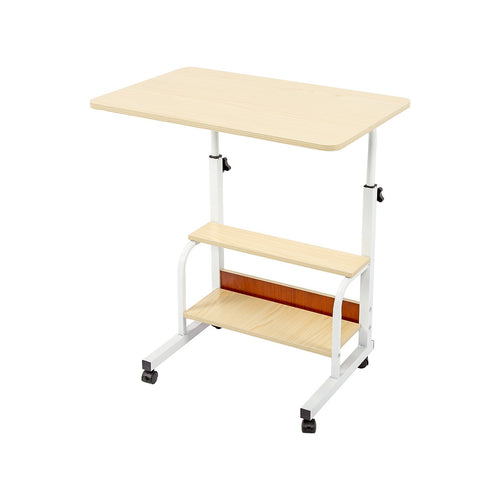 Height Adjustable Rolling Overbed Table 60cm Mobile Computer Desk for Home & Care