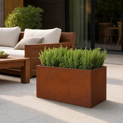 Corten Steel Planter Box 62x40x39cm Outdoor Garden Raised Bed with Rust Finish