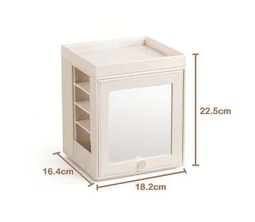 Rotating Jewellery Box with Mirror Storage Organiser for Dressing Table