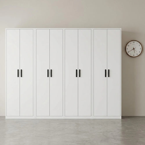 320x200cm 8-Door White Steel Hanging Wardrobe with Black Handle Storage Cabinet