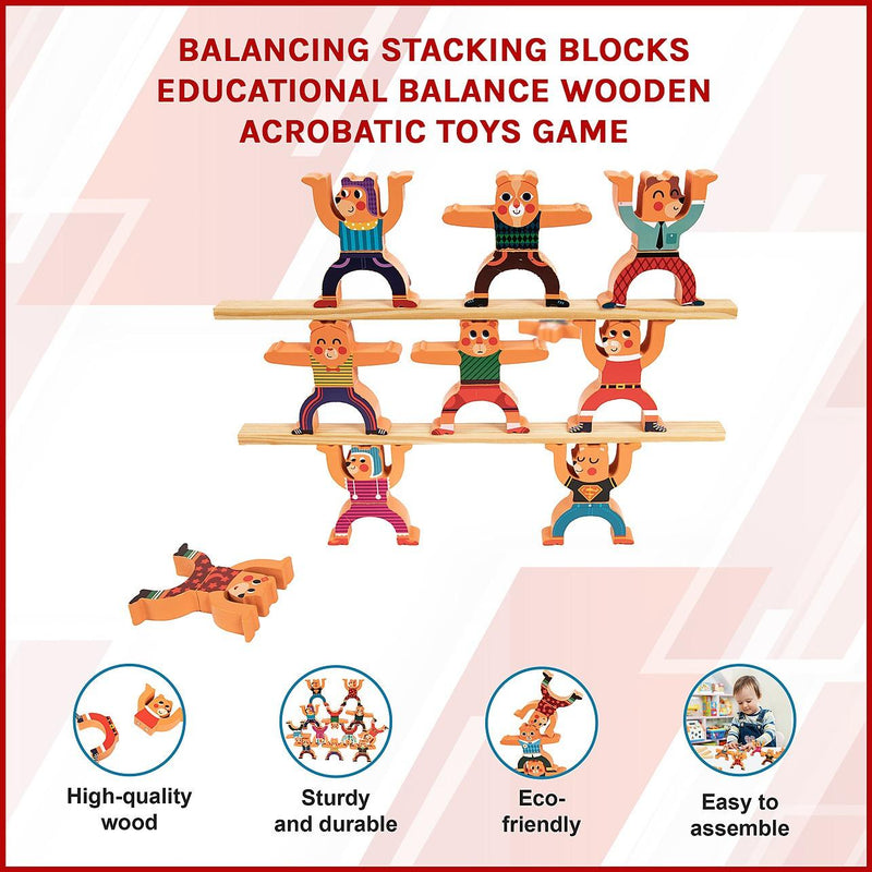 Column Balance Toy Balancing Stacking Blocks Educational Balance Wooden Acrobatic Toys ...