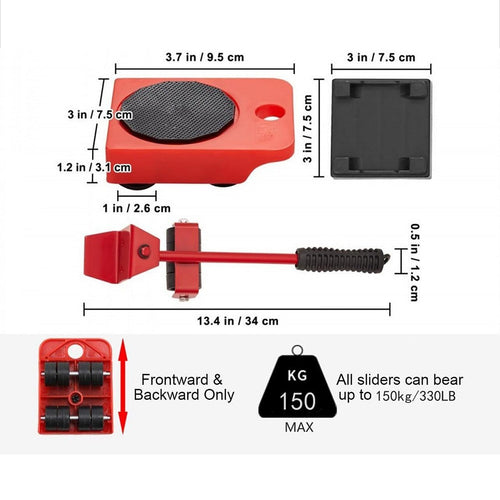 4 X All-purpose Dolly Plastic Heavy Duty Furniture Mover Slider Set 
