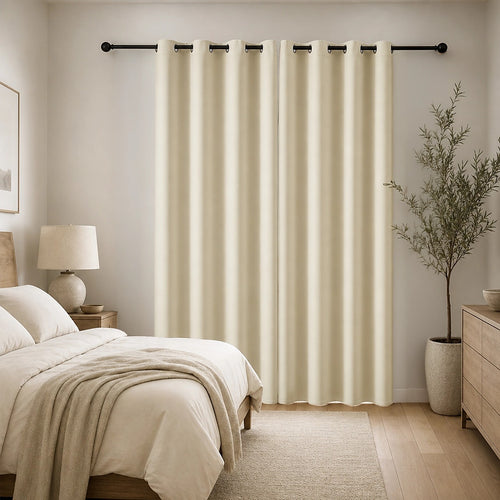 Cream 2X Blockout Curtains – Blackout Window Draperies Pair with Eyelets for Bedroom 132x213cm